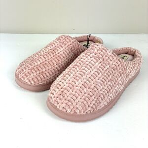Dearfoams Women's Chenille Cable Knit Cozy Clog Slippers Medium 7-8 Pink NWT
